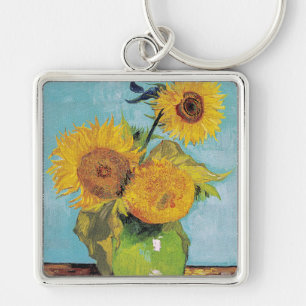 Vincent Van Gogh - Three Sunflowers in a Vase Keychain
