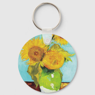 Vincent Van Gogh Three Sunflowers In a Vase Keychain