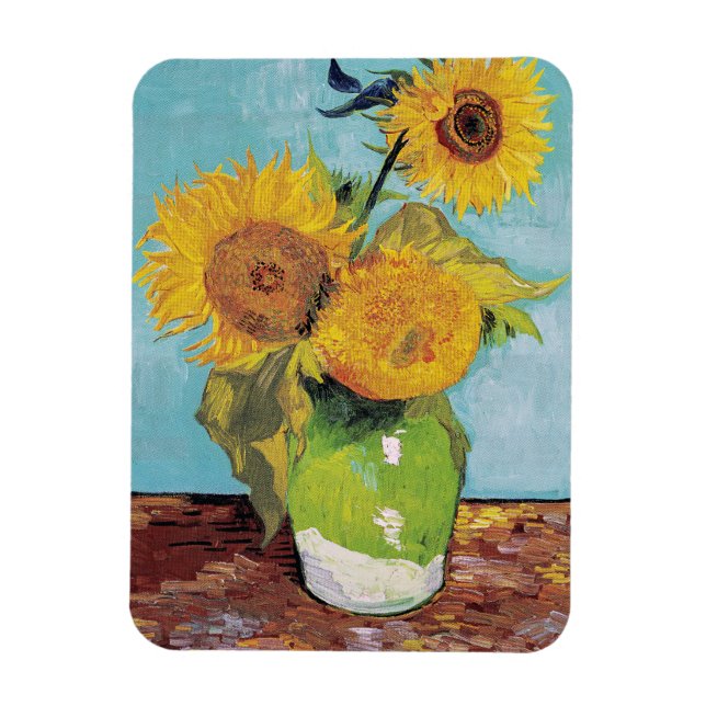 Vincent Van Gogh - Three Sunflowers in a Vase Magnet (Vertical)