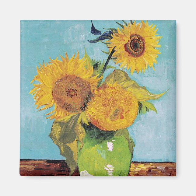 Vincent Van Gogh - Three Sunflowers in a Vase Magnet (Front)