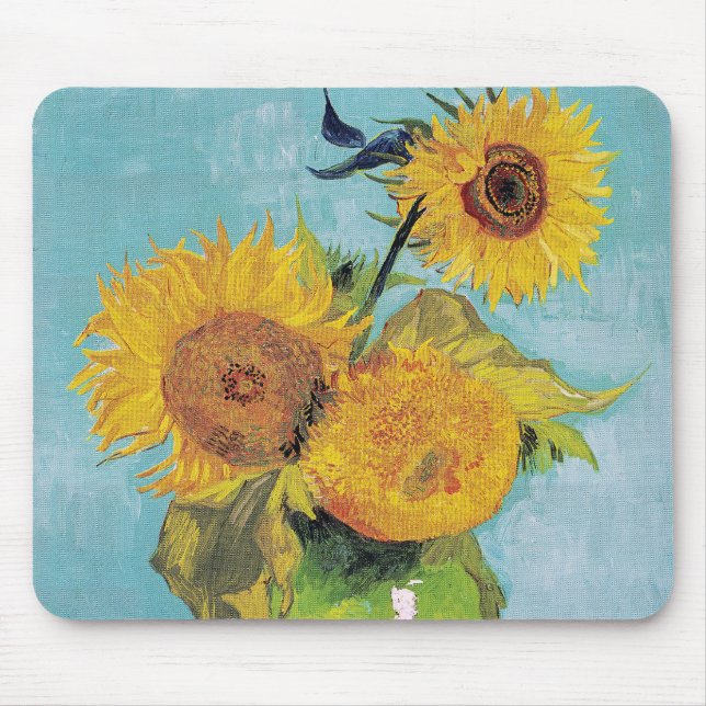 Vincent Van Gogh - Three Sunflowers in a Vase Mouse Pad (Front)