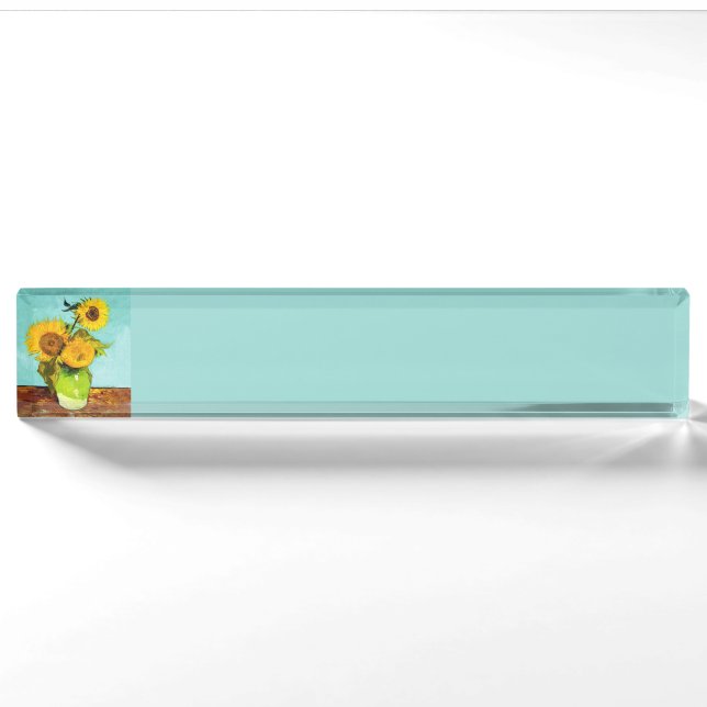Vincent Van Gogh Three Sunflowers In A Vase Nameplate (Front)