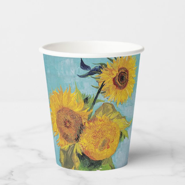 Vincent Van Gogh - Three Sunflowers in a Vase Paper Cups (Front)