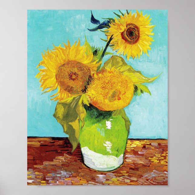 Vincent Van Gogh Three Sunflowers In a Vase Poster (Front)