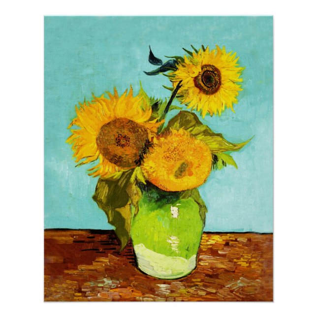 Vincent Van Gogh Three Sunflowers In A Vase Poster (Front)