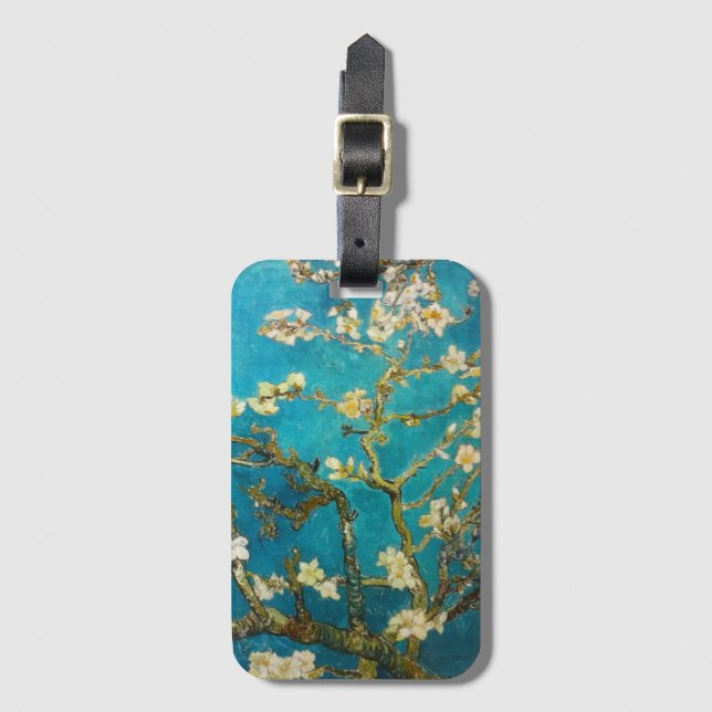 Vincent Van Gogh Turquoise Almond Blossom Luggage Tag (Front Vertical)