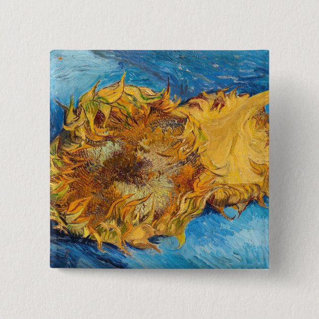 Vincent van Gogh - Two Cut Sunflowers 2 Inch Square Button (Front)