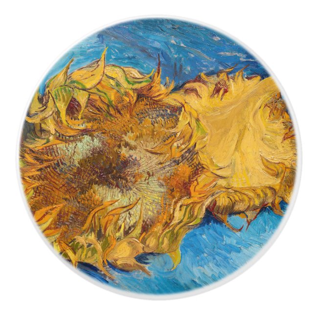 Vincent van Gogh - Two Cut Sunflowers Ceramic Knob (Front)