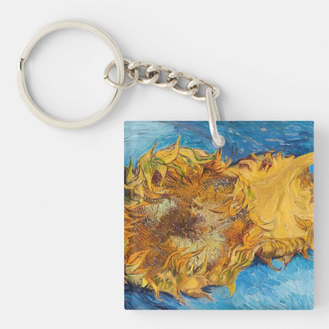 Vincent van Gogh - Two Cut Sunflowers Keychain (Front)