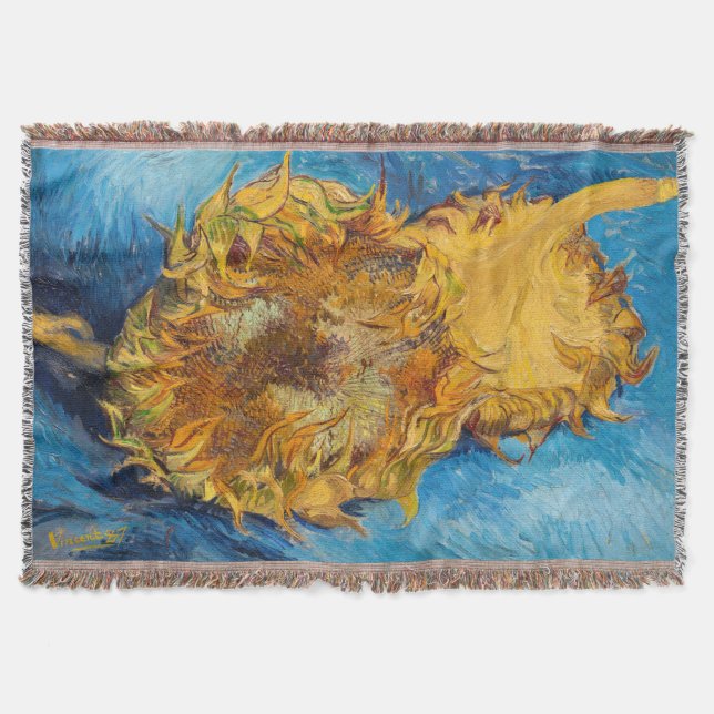 Vincent van Gogh - Two Cut Sunflowers Throw Blanket (Front)