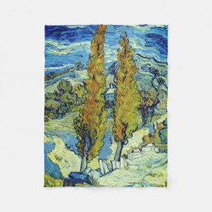 Vincent Van Gogh Two Poplars at Saint-Rémy Fleece Blanket