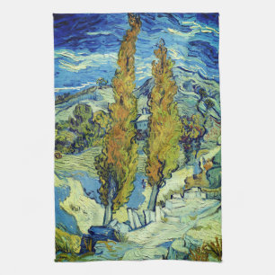 Vincent Van Gogh Two Poplars at Saint-Rémy Kitchen Towel