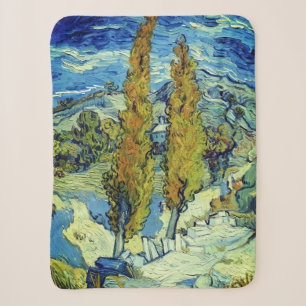 Vincent Van Gogh Two Poplars at Saint-Rémy Sherpa Blanket
