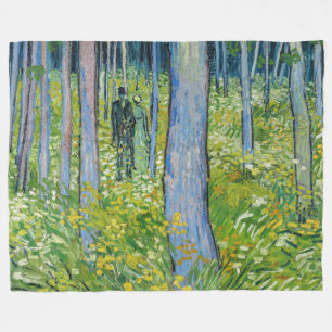 Vincent van Gogh - Undergrowth with Two Figures Fleece Blanket