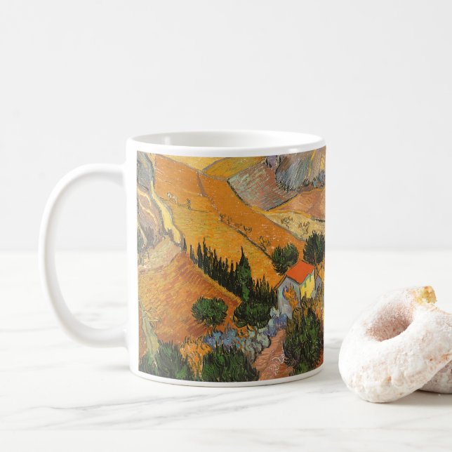 Vincent van Gogh - Valley with Plowman Coffee Mug (With Donut)