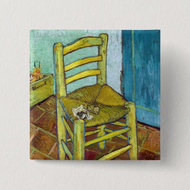 Vincent van Gogh - Van Gogh's Chair 2 Inch Square Button (Front)