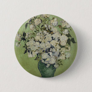 Vincent Van Gogh Vase of Roses Painting Floral Art 2 Inch Round Button