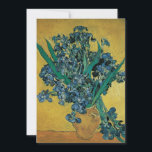 Vincent van Gogh - Vase w Irises Yellow Background<br><div class="desc">Still Life: Vase with Irises Against a Yellow Background (1890) by Vincent van Gogh is a vintage Post Impressionism fine art floral still life painting. A bouquet of beautiful purple bearded iris flowers from the garden. About the artist: Vincent Willem van Gogh (1853-1890) was a Post Impressionist painter whose work...</div>