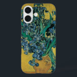 Vincent van Gogh - Vase w Irises Yellow Background iPhone 16 Case<br><div class="desc">Still Life: Vase with Irises Against a Yellow Background (1890) by Vincent van Gogh is a vintage Post Impressionism fine art floral still life painting. A bouquet of beautiful purple bearded iris flowers from the garden. About the artist: Vincent Willem van Gogh (1853-1890) was a Post Impressionist painter whose work...</div>