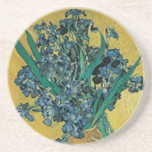 Vincent van Gogh - Vase w Irises Yellow Background Coaster