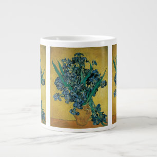 Vincent van Gogh - Vase w Irises Yellow Background Large Coffee Mug