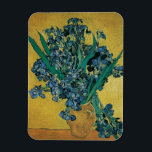 Vincent van Gogh - Vase w Irises Yellow Background Magnet<br><div class="desc">Still Life: Vase with Irises Against a Yellow Background (1890) by Vincent van Gogh is a vintage Post Impressionism fine art floral still life painting. A bouquet of beautiful purple bearded iris flowers from the garden. About the artist: Vincent Willem van Gogh (1853-1890) was a Post Impressionist painter whose work...</div>