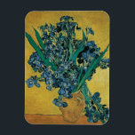 Vincent van Gogh - Vase w Irises Yellow Background Magnet<br><div class="desc">Still Life: Vase with Irises Against a Yellow Background (1890) by Vincent van Gogh is a vintage Post Impressionism fine art floral still life painting. A bouquet of beautiful purple bearded iris flowers from the garden. About the artist: Vincent Willem van Gogh (1853-1890) was a Post Impressionist painter whose work...</div>