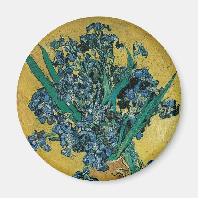 Vincent van Gogh - Vase w Irises Yellow Background Magnet (Front)