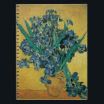 Vincent van Gogh - Vase w Irises Yellow Background Notebook<br><div class="desc">Still Life: Vase with Irises Against a Yellow Background (1890) by Vincent van Gogh is a vintage Post Impressionism fine art floral still life painting. A bouquet of beautiful purple bearded iris flowers from the garden. About the artist: Vincent Willem van Gogh (1853-1890) was a Post Impressionist painter whose work...</div>
