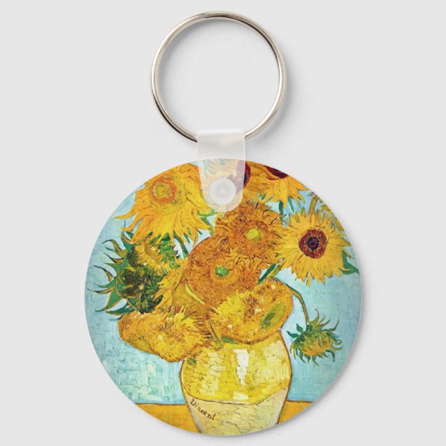 Vincent van Gogh - Vase with 12 Sunflowers Keychain (Front)