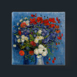 Vincent van Gogh - Vase with Cornflowers & Poppies 2 Inch Square Button<br><div class="desc">Vase with Cornflowers and Poppies - Vincent van Gogh,  Oil on Canvas,  1887,  Paris</div>