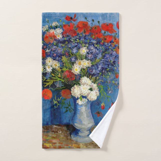 Vincent van Gogh - Vase with Cornflowers & Poppies Bath Towel Set (Hand Towel)
