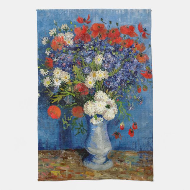 Vincent van Gogh - Vase with Cornflowers & Poppies Kitchen Towel (Vertical)