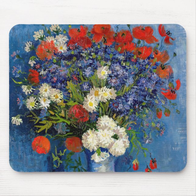 Vincent van Gogh - Vase with Cornflowers & Poppies Mouse Pad (Front)