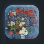 Vincent van Gogh - Vase with Cornflowers & Poppies Paper Plate<br><div class="desc">Vase with Cornflowers and Poppies - Vincent van Gogh,  Oil on Canvas,  1887,  Paris</div>