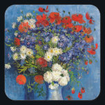 Vincent van Gogh - Vase with Cornflowers & Poppies Square Sticker<br><div class="desc">Vase with Cornflowers and Poppies - Vincent van Gogh,  Oil on Canvas,  1887,  Paris</div>
