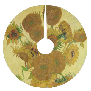 Vincent van Gogh - Vase with Fifteen Sunflowers Brushed Polyester Tree Skirt
