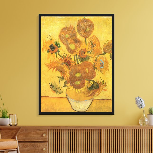 Vincent van Gogh - Vase with Fifteen Sunflowers Canvas Print (Insitu(LivingRoom))