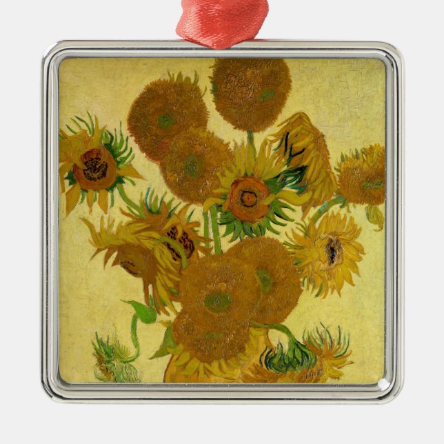 Vincent van Gogh - Vase with Fifteen Sunflowers Metal Ornament (Front)