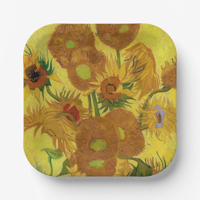Vincent van Gogh - Vase with Fifteen Sunflowers Paper Plate (Front)