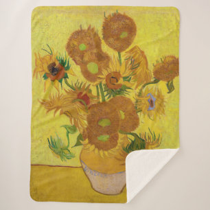 Vincent van Gogh - Vase with Fifteen Sunflowers Sherpa Blanket