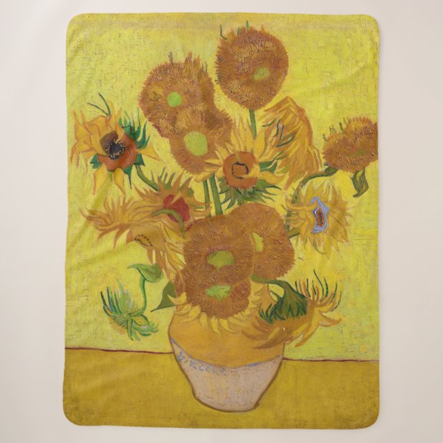 Vincent van Gogh - Vase with Fifteen Sunflowers Sherpa Blanket (Front)