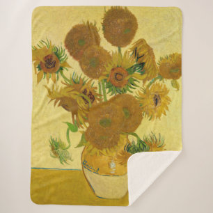 Vincent van Gogh - Vase with Fifteen Sunflowers Sherpa Blanket