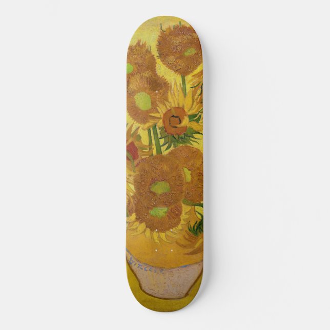 Vincent van Gogh - Vase with Fifteen Sunflowers Skateboard (Front)