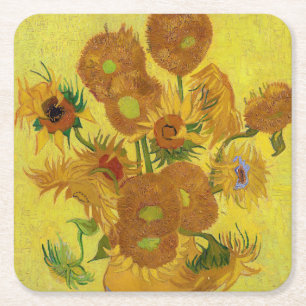 Vincent van Gogh - Vase with Fifteen Sunflowers Square Paper Coaster