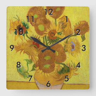Vincent van Gogh - Vase with Fifteen Sunflowers Square Wall Clock