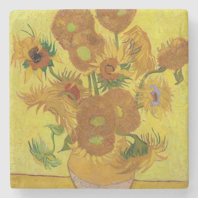 Vincent van Gogh - Vase with Fifteen Sunflowers Stone Coaster (Front)