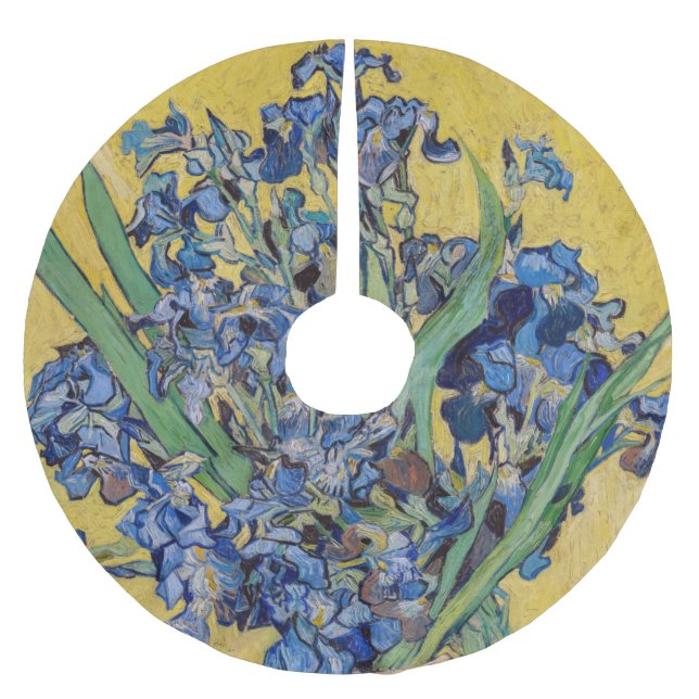 Vincent van Gogh - Vase with Irises Brushed Polyester Tree Skirt (Front)
