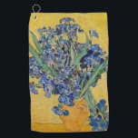 Vincent van Gogh - Vase with Irises Golf Towel<br><div class="desc">Vase with Irises,  Yellow Background - Vincent van Gogh,  Oil on Canvas,  1890,  Saint-Remy</div>