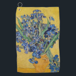 Vincent van Gogh - Vase with Irises Golf Towel<br><div class="desc">Vase with Irises,  Yellow Background - Vincent van Gogh,  Oil on Canvas,  1890,  Saint-Remy</div>